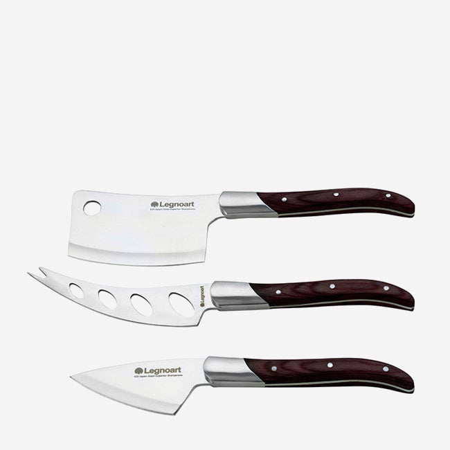 Maison Lipari Reggio Cheese Knife Set Stainless Steel and Dark Wood  LEGNOART.