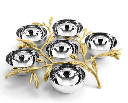 Michael Aram | Olive Branch Seder Plate (6 Bowls) 12x10.75x1.25 in