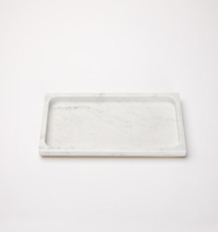 Maison Lipari Pietra Marble Storage Tray - White & Silver  SFERRA.