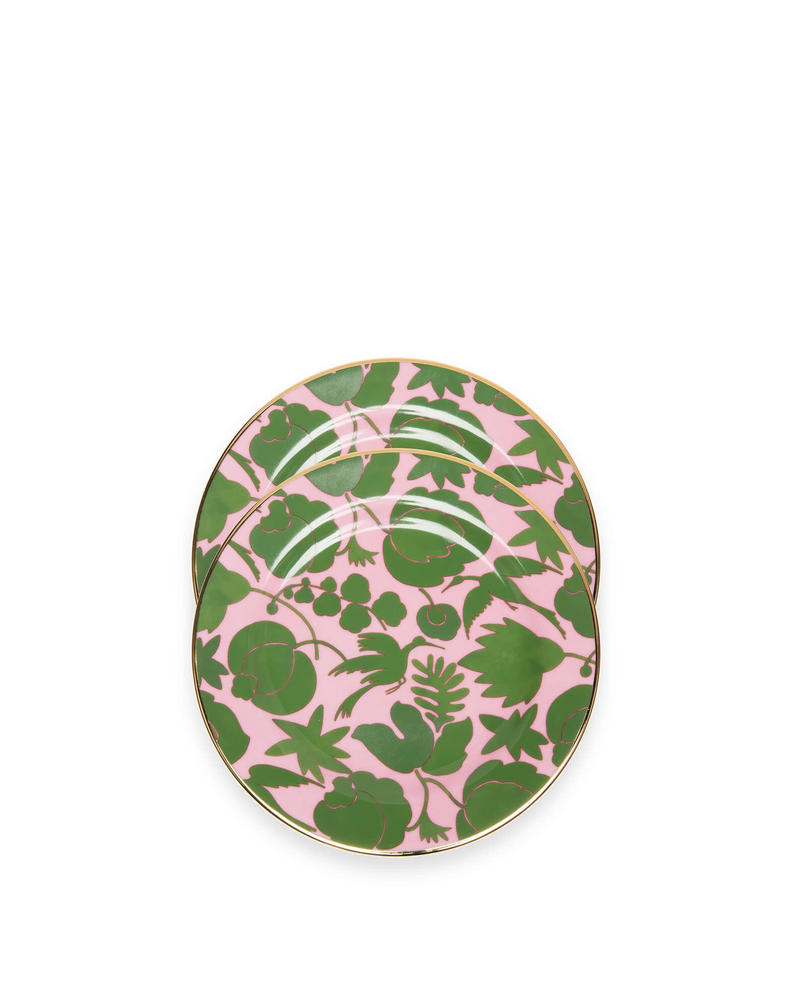 Maison Lipari LA DOUBLE J Dessert Plates Set of 2 | Porcelain | Wildbird Rosa & Verde | 20x20 cm  LA DOUBLE J.