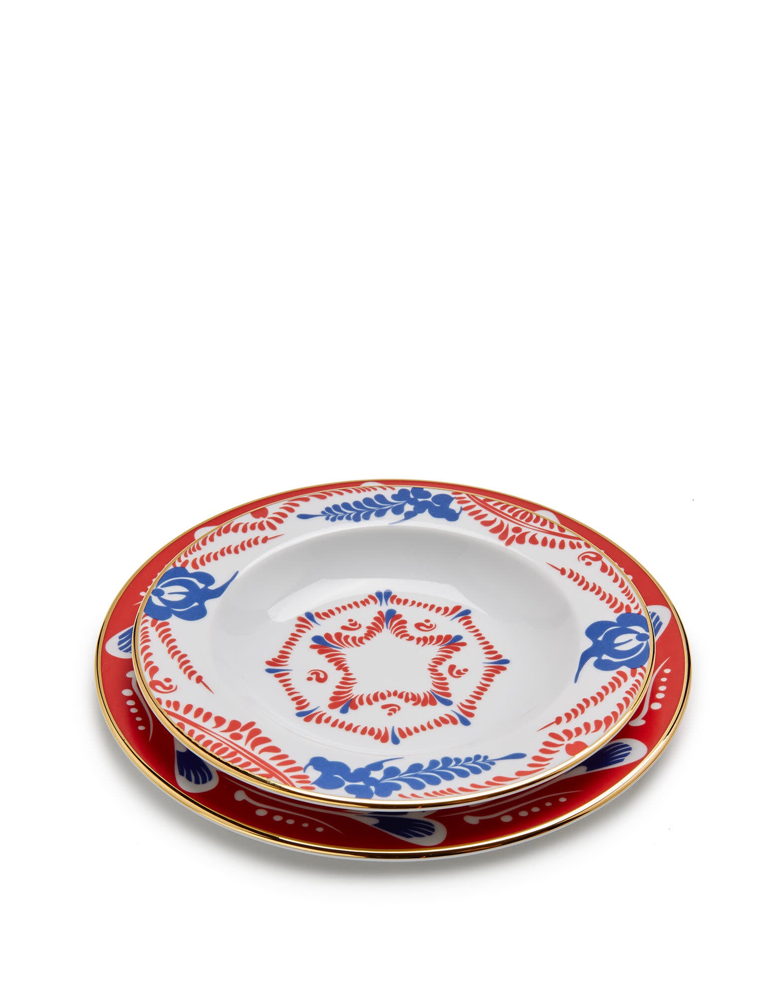 Maison Lipari LA DOUBLE J Soup & Dinner Plates Set of 2 | Porcelain | Transylvania | 22x22 cm 26x26 cm  LA DOUBLE J.
