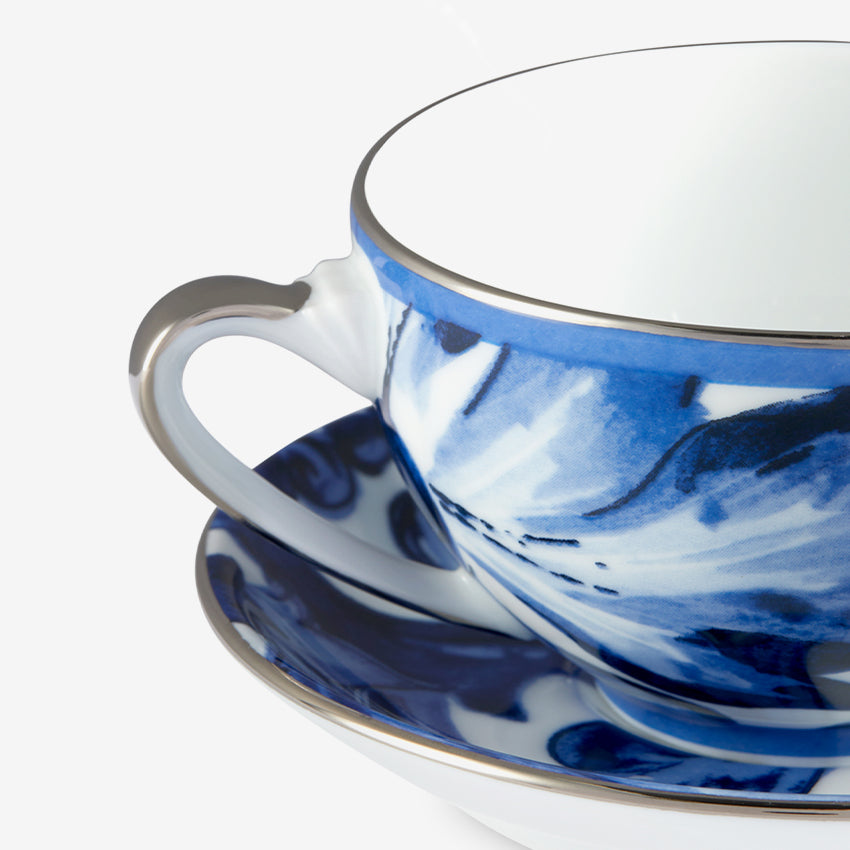 Dolce & Gabbana Casa | Blue Mediterraneo Fiore Foglie Tea Cup and Saucer Set