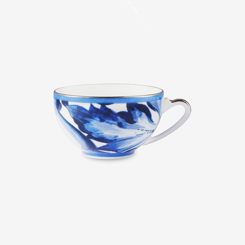 Dolce & Gabbana Casa | Blue Mediterraneo Fiore Foglie Tea Cup and Saucer Set