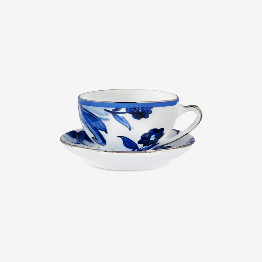 Dolce & Gabbana Casa | Set de tasses à thé et soucoupes Mediterraneo Fiore Piccolo bleu