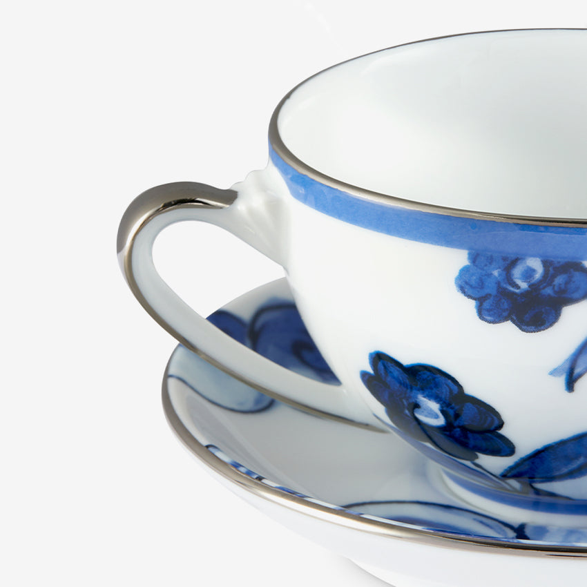 Dolce & Gabbana Casa | Set de tasses à thé et soucoupes Mediterraneo Fiore Piccolo bleu
