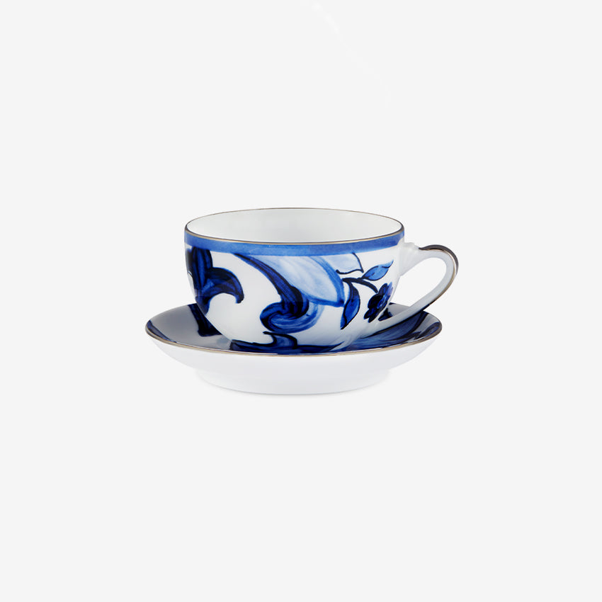 Dolce & Gabbana Casa | Blue Mediterraneo Fiore Tea Cup and Saucer Set