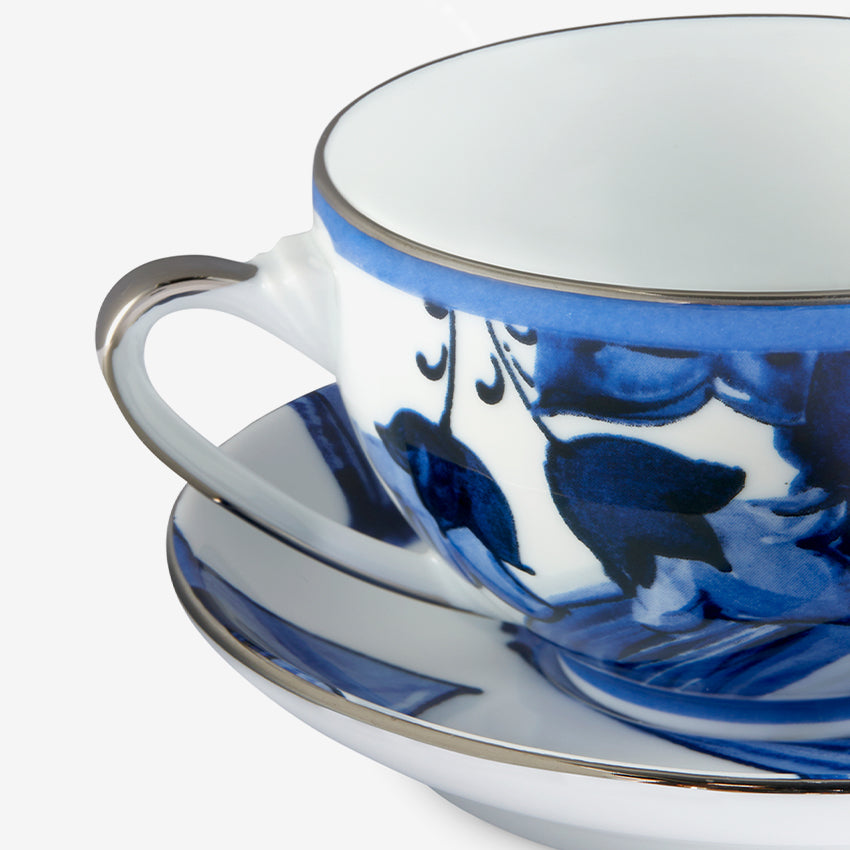 Dolce & Gabbana Casa | Blue Mediterraneo Fiore Tea Cup and Saucer Set