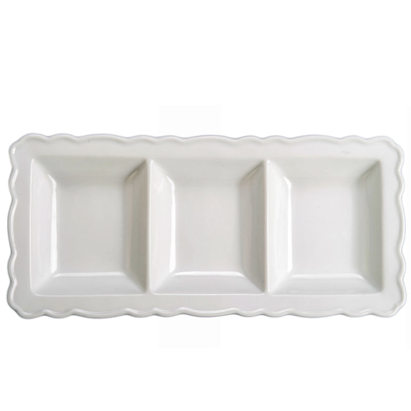 Bia | Pembrooke 3-Section Serving Platter White Porcelain 14.75x6.75 in