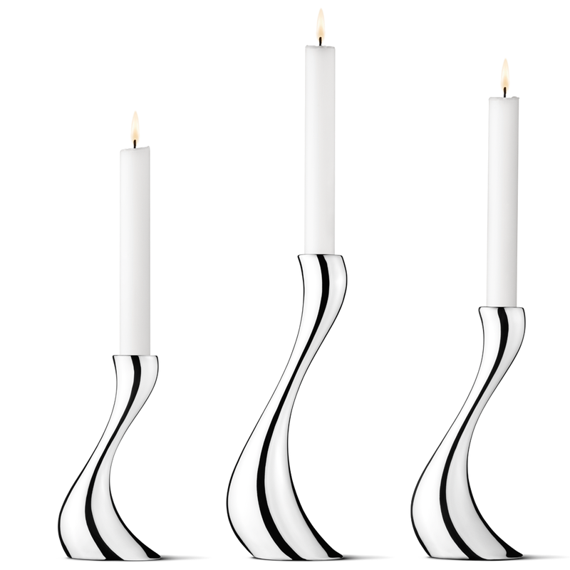 Maison Lipari Cobra 3pc. Candle Holder in Polished Stainless Steel  GEORG JENSEN.