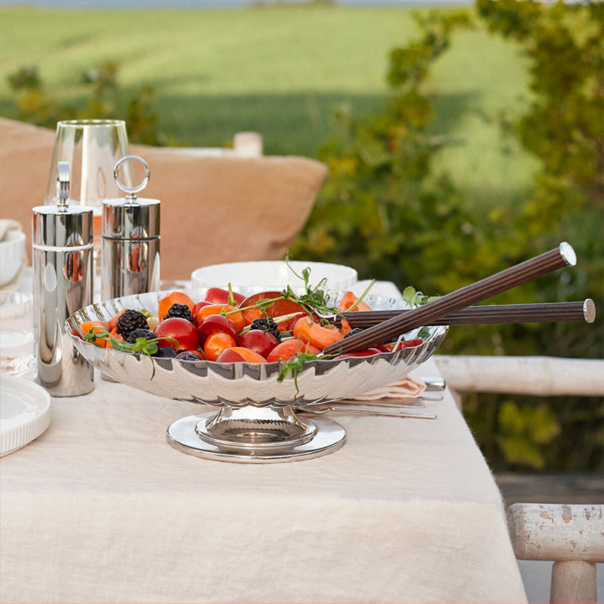 Georg Jensen | Bernadotte Salad Servers - Silver & Brown