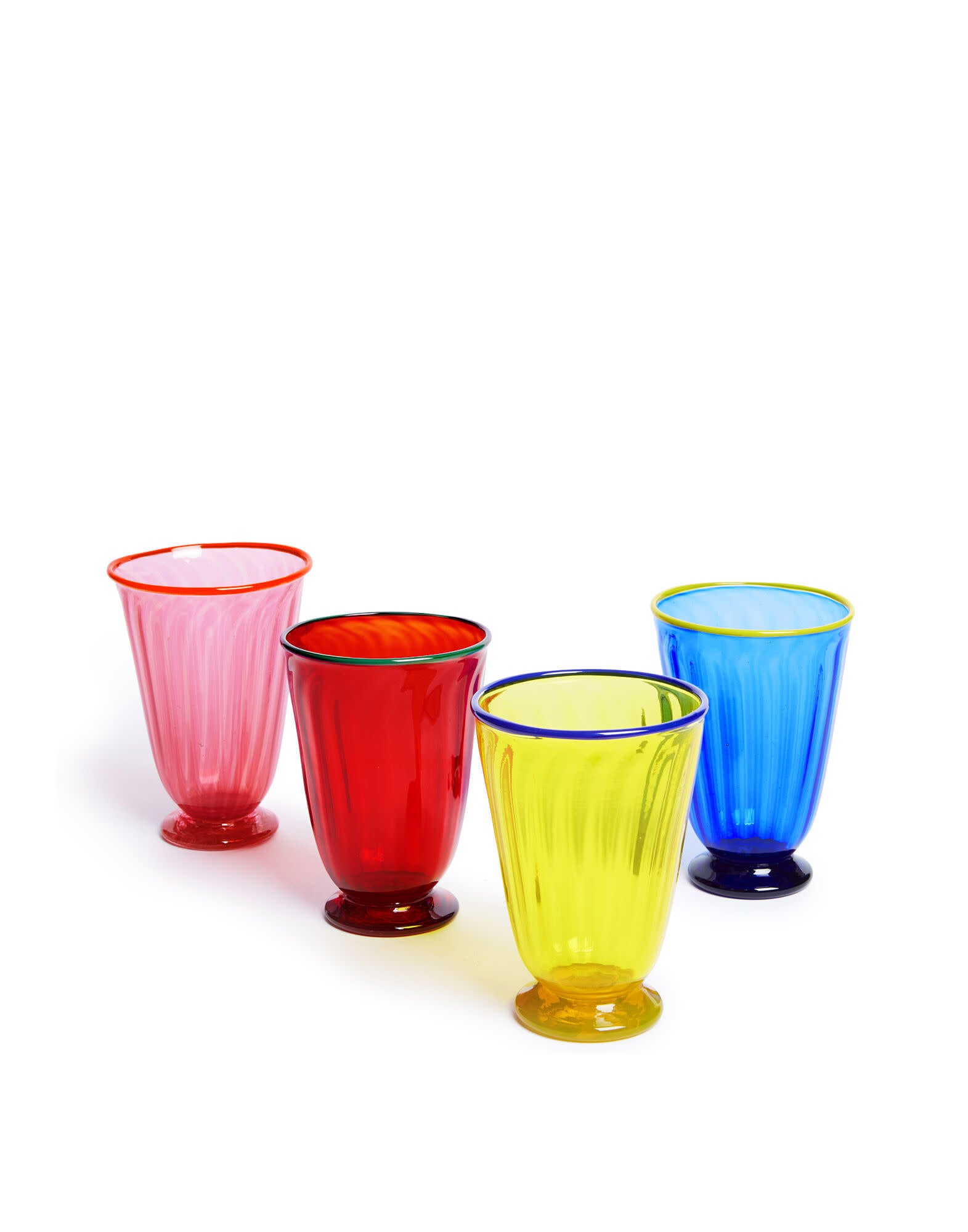 Maison Lipari LA DOUBLE J Glasses Set of 4 | Murano Glass | Rainbow Mix | V: 25 cl  LA DOUBLE J.