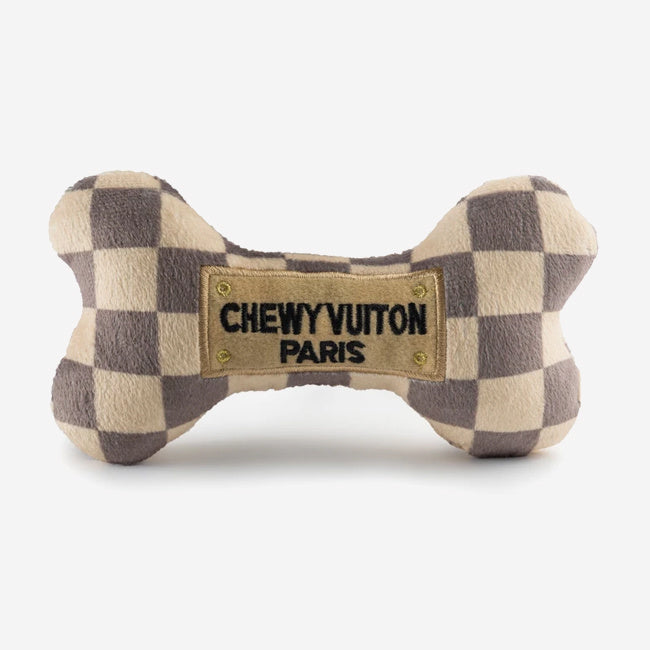Maison Lipari Checker Chewy Vuiton Bone Dog Toy - Beige  HAUTE DIGGITY DOG.