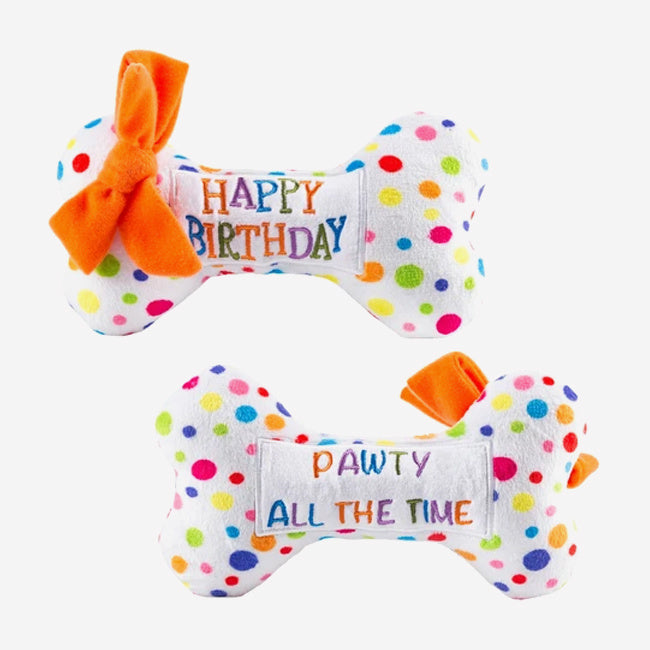 Maison Lipari Happy Birthday Bone Dog Toy - Multicolour  HAUTE DIGGITY DOG.