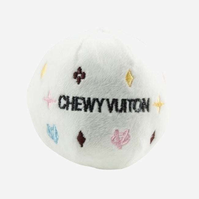 Maison Lipari Chewy Vuiton Ball Dog Toy - White  HAUTE DIGGITY DOG.