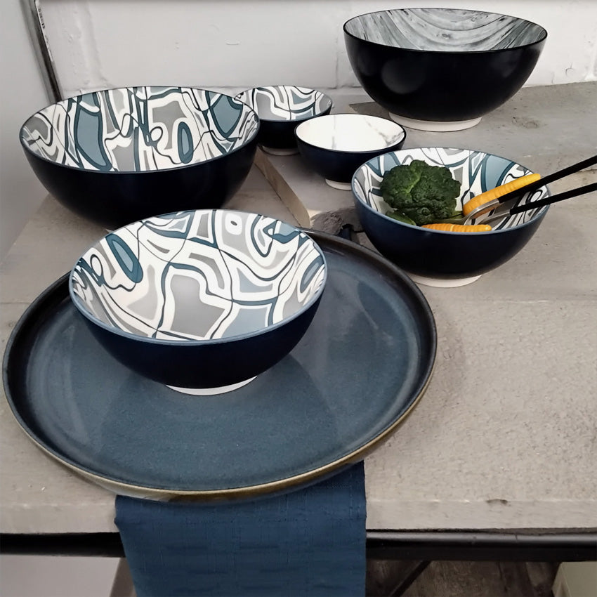 Icm | Denim Marble Bowls