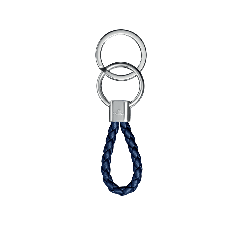 Maison Lipari CHRISTOFLE Duo Complice Rhodium Blue Key Chain Silver-Plated Leather L: 8.5 cm  CHRISTOFLE.