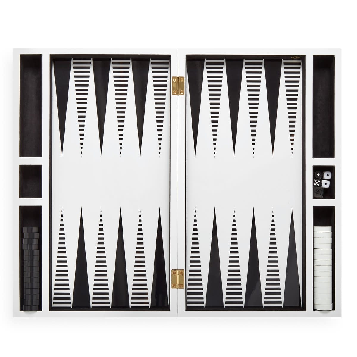 Maison Lipari Op Art Backgammon Set - Black/White  JONATHAN ADLER.