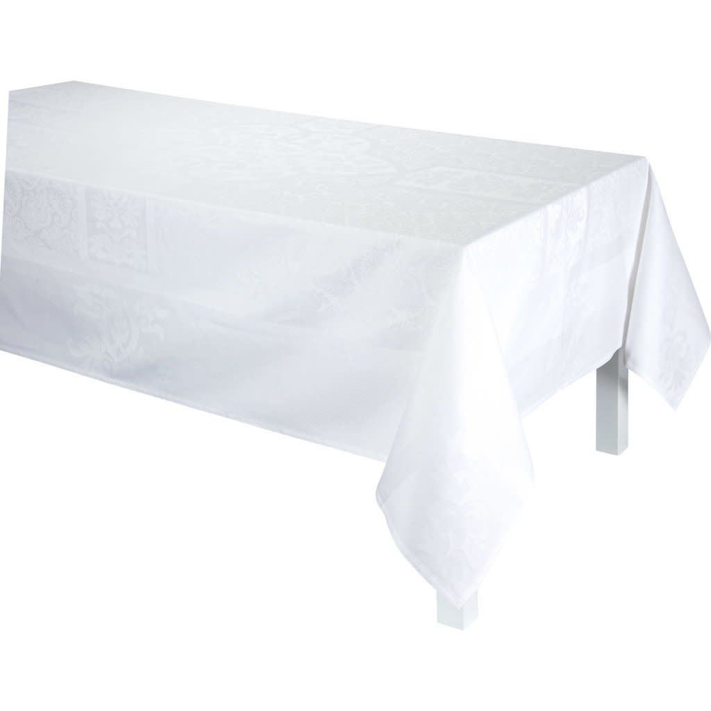 Maison Lipari Siena Tablecloth 69'' X 126'' White  LE JACQUARD FRANCAIS.