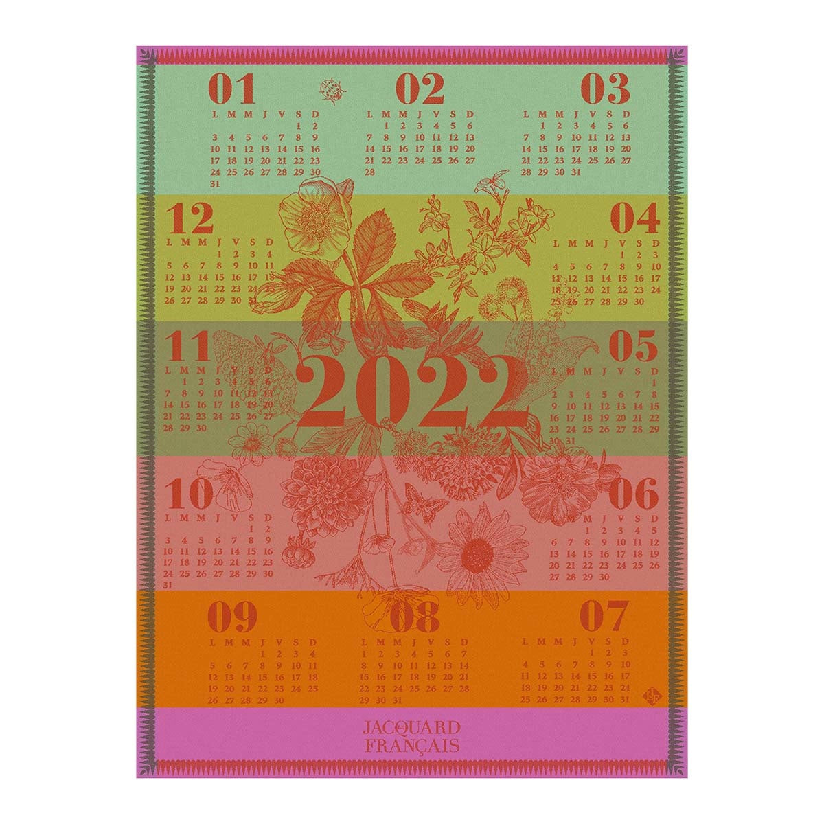 Maison Lipari Calendrier 2022 Tea Towel - Multicolour  LE JACQUARD FRANCAIS.