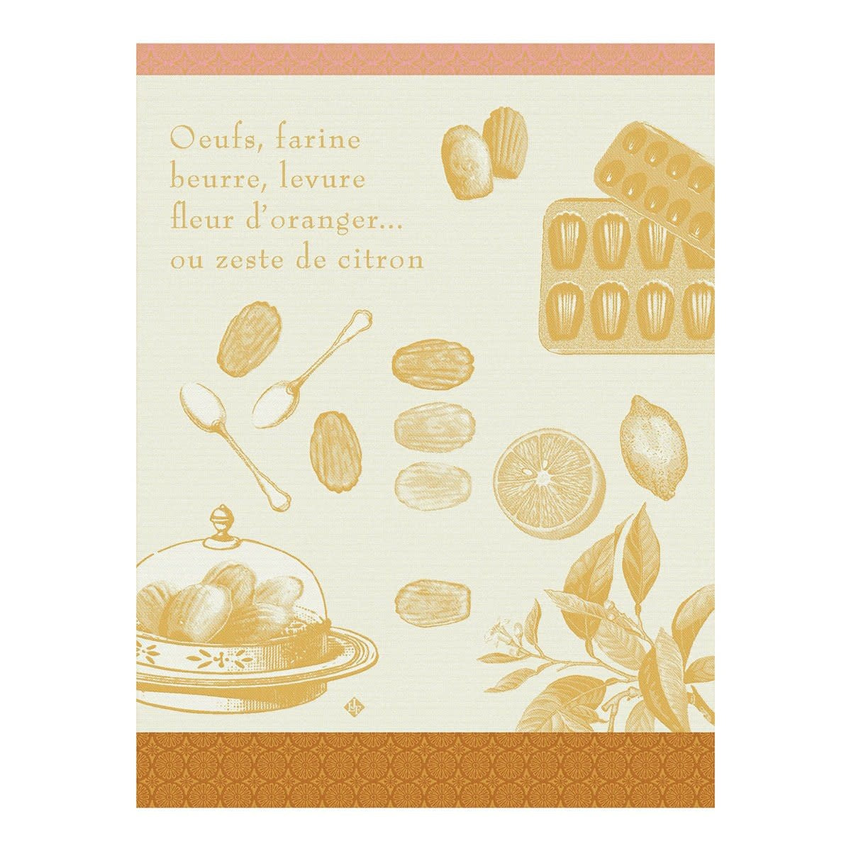 Maison Lipari Recettes Madeleines Tea Towel - Yellow  LE JACQUARD FRANCAIS.