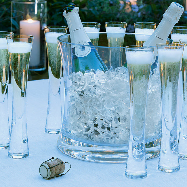 Maison Lipari Moya Champagne Bucket & 6 Champagne Flutes - Clear  LSA.