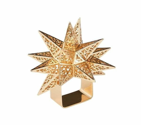 Maison Lipari KIM SEYBERT Napkin Ring Stardust Gold Set Of 4  KIM SEYBERT.