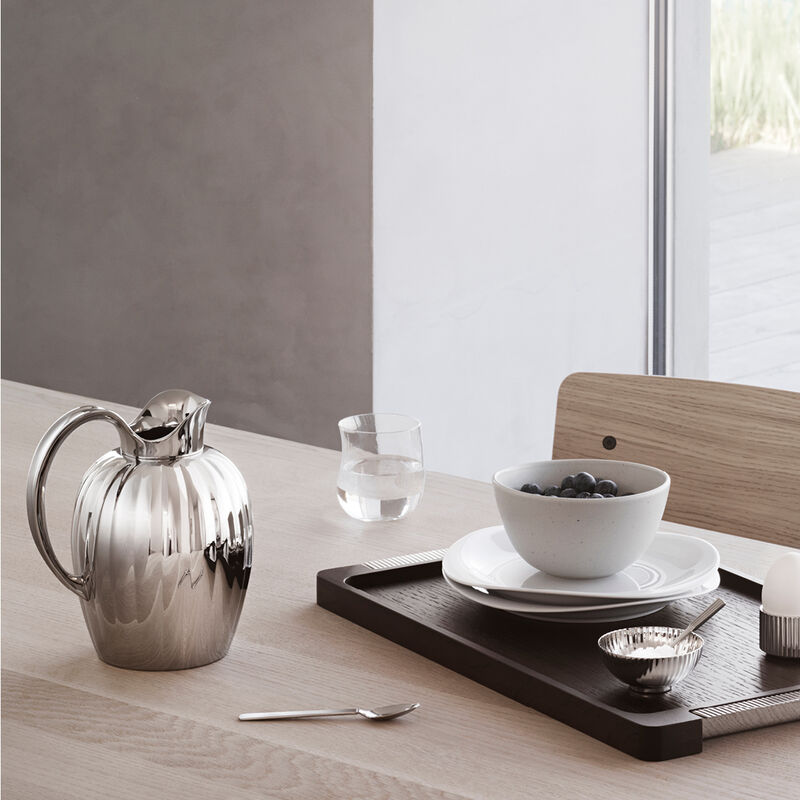 Maison Lipari Bernadotte Smoked Oak Tray in Polished Stainless Steel  GEORG JENSEN.