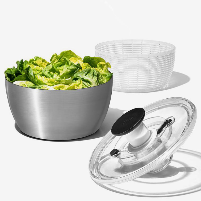 Oxo | Essoreuse à salade en acier inoxydable Acier inoxydable 10.5x10.5x8 in