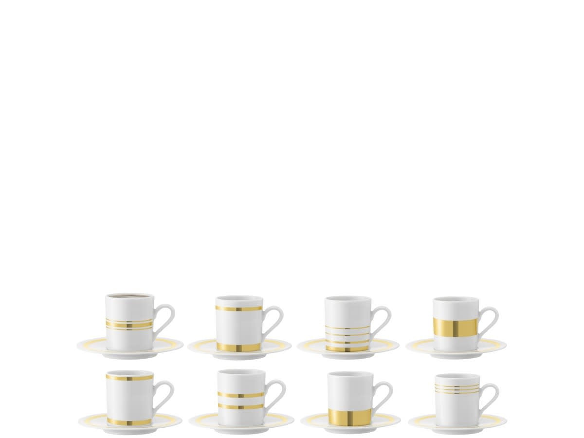 Maison Lipari Deco Espresso Cup & Saucer Gold Assorted Set/8 - 0.09 L  LSA.