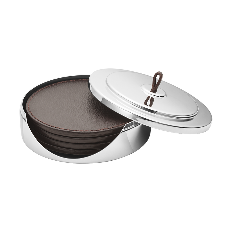 Maison Lipari Manhattan Coaster Set - Silver & Brown  GEORG JENSEN.