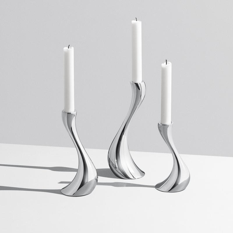 Maison Lipari Cobra 3pc. Candle Holder in Polished Stainless Steel  GEORG JENSEN.