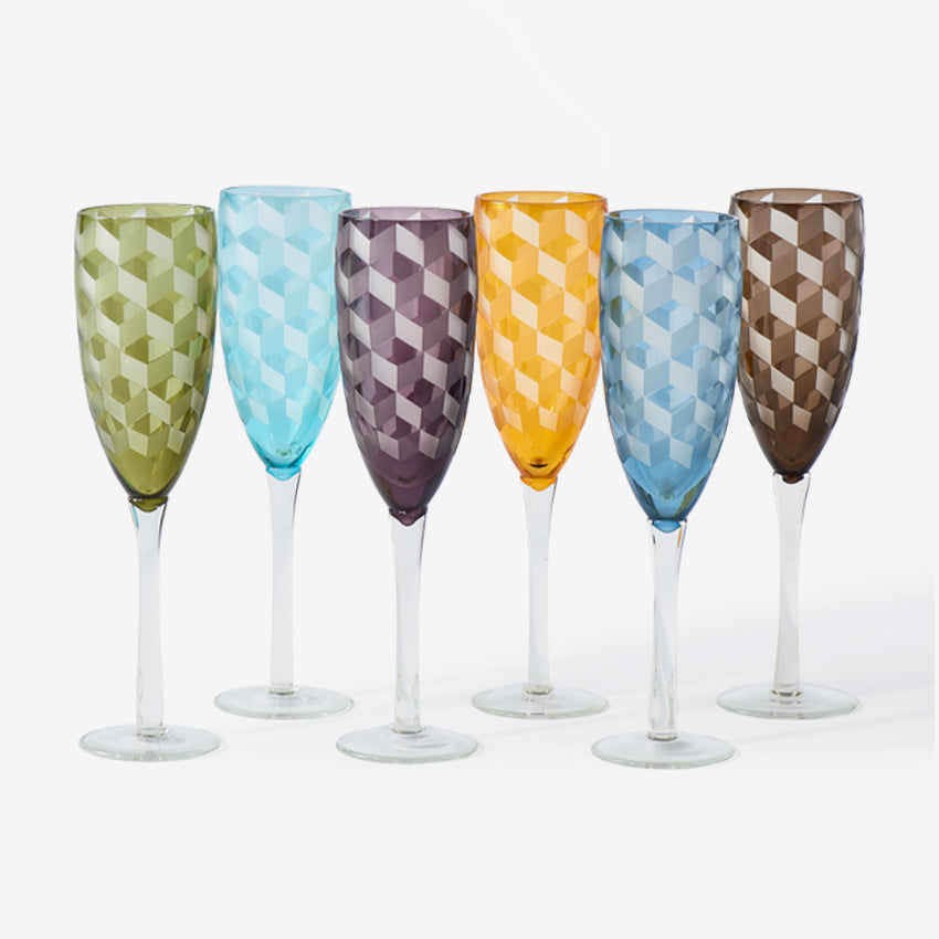 Polspotten | Blocks Champagne Glasses (Set of 6)
