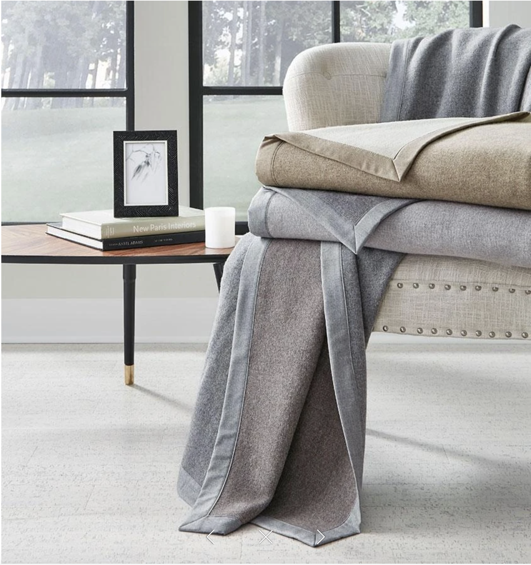 Maison Lipari SFERRA Nerino - Full/Queen Blanket 100X94 Grey/Walnut  SFERRA.
