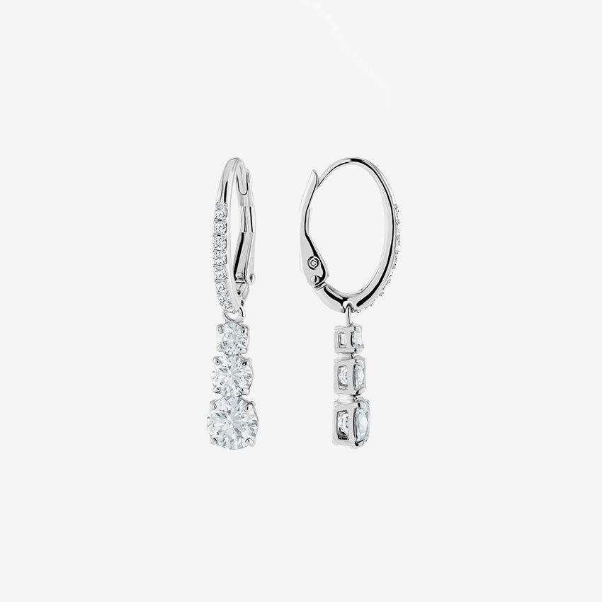 Swarovski | Attract Trilogy Round-Cut Rhodium Plated Hoop Earrings