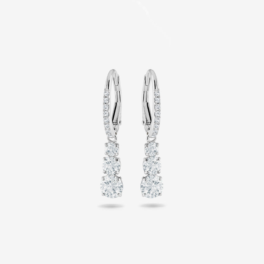 Swarovski | Attract Trilogy Round-Cut Rhodium Plated Hoop Earrings