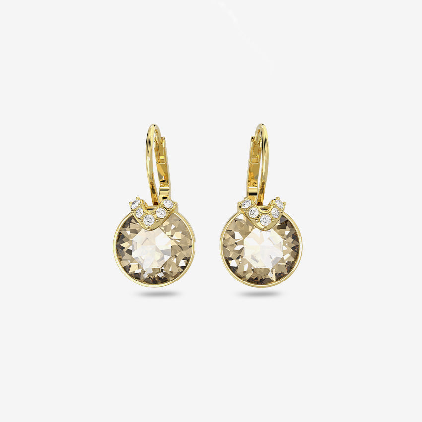 Swarovski | Bella V Round-Cut Gold-Plated Drop Earrings