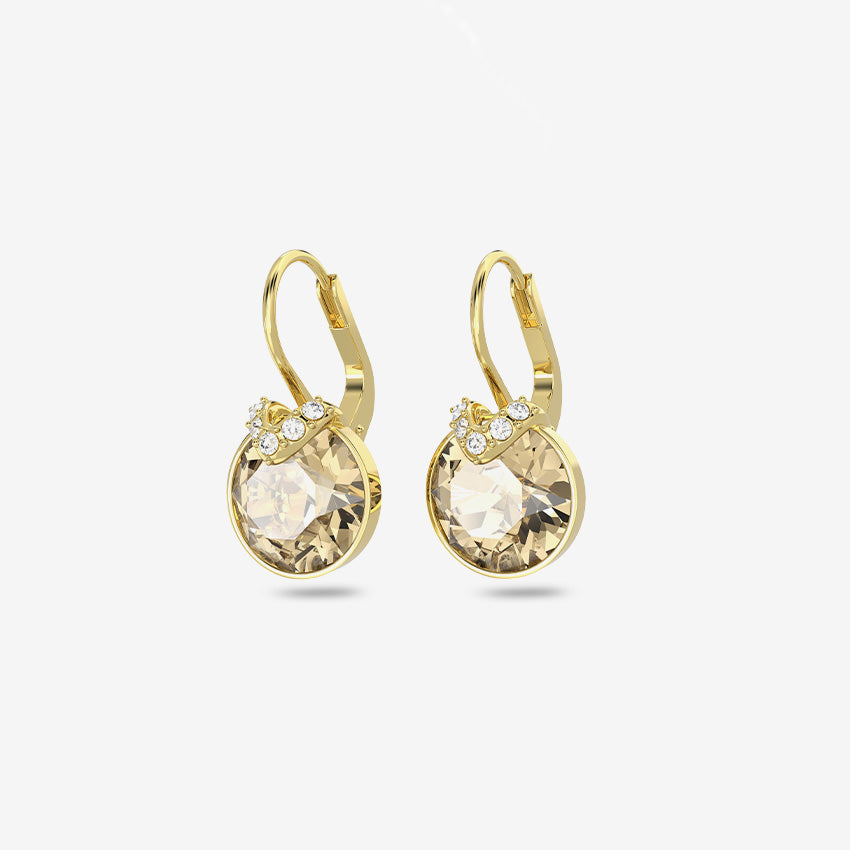 Swarovski | Bella V Round-Cut Gold-Plated Drop Earrings