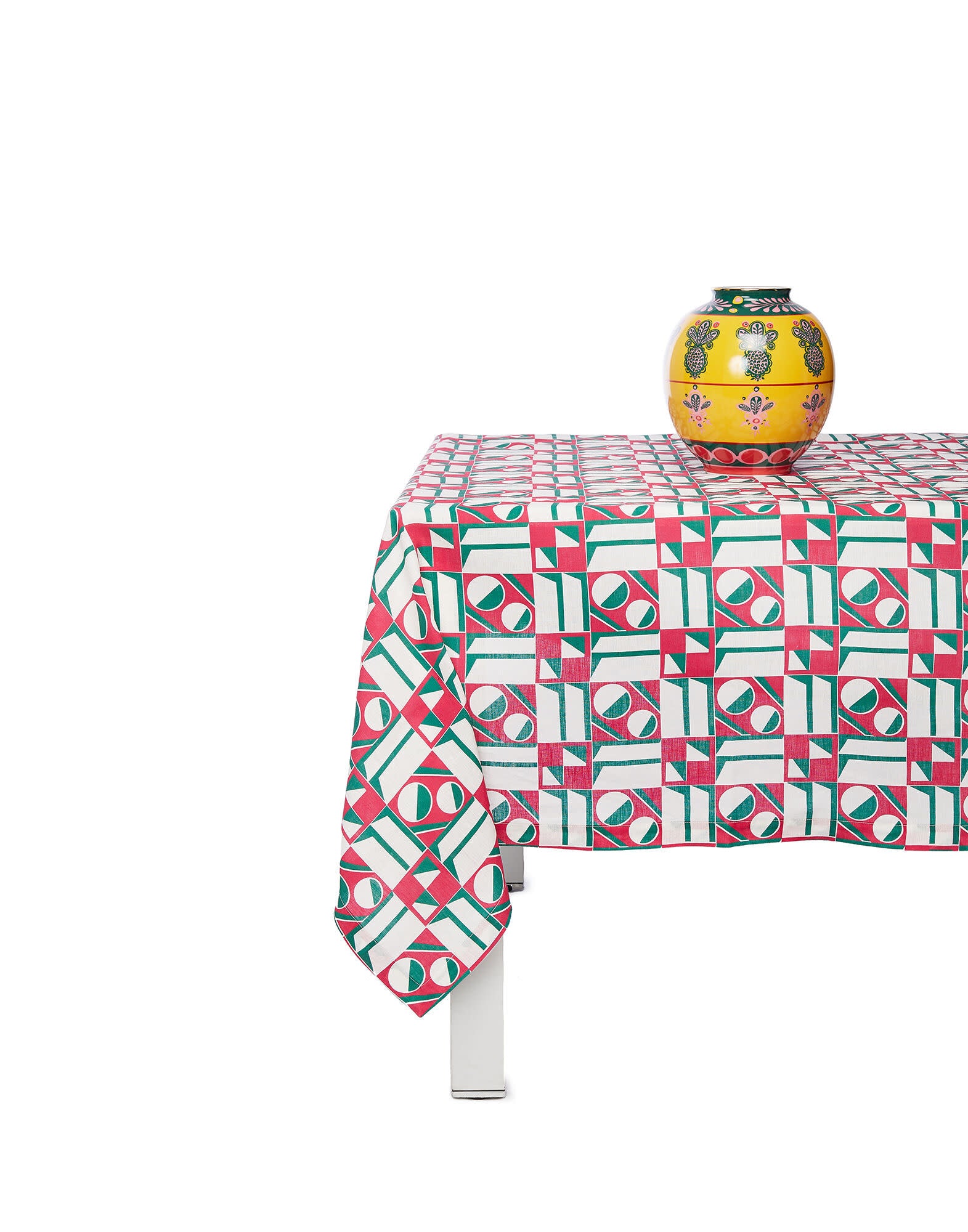 Maison Lipari LA DOUBLE J Medium Tablecloth | Linen | Geometrico Rosa | 180x280 cm  LA DOUBLE J.