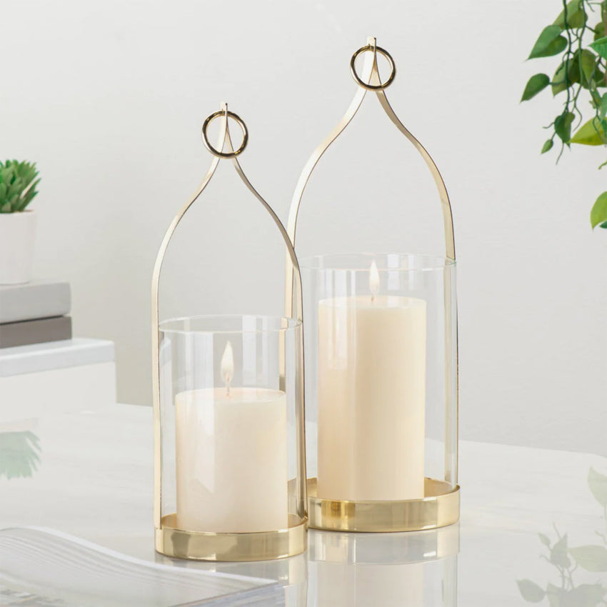 Torre & Tagus | Arabesque Metal 13.5h" Hurricane Candle Holder