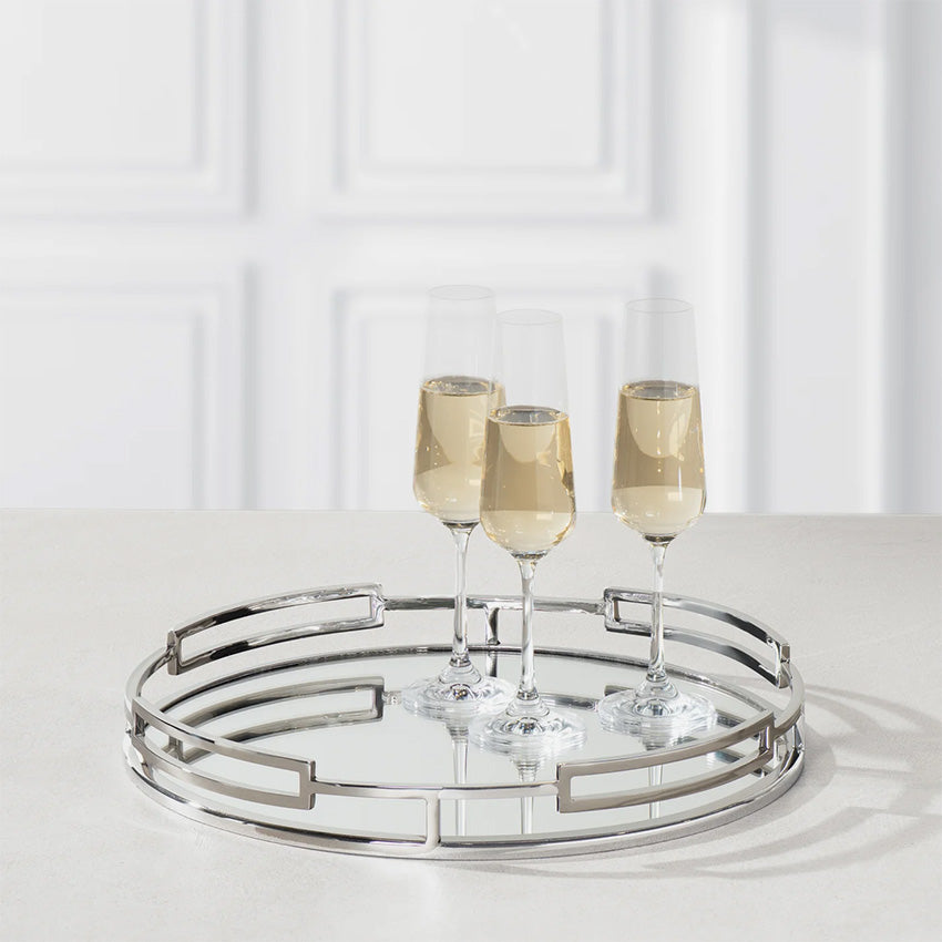 Torre & Tagus | Lux Circa Stainless Steel Round Mirror Tray