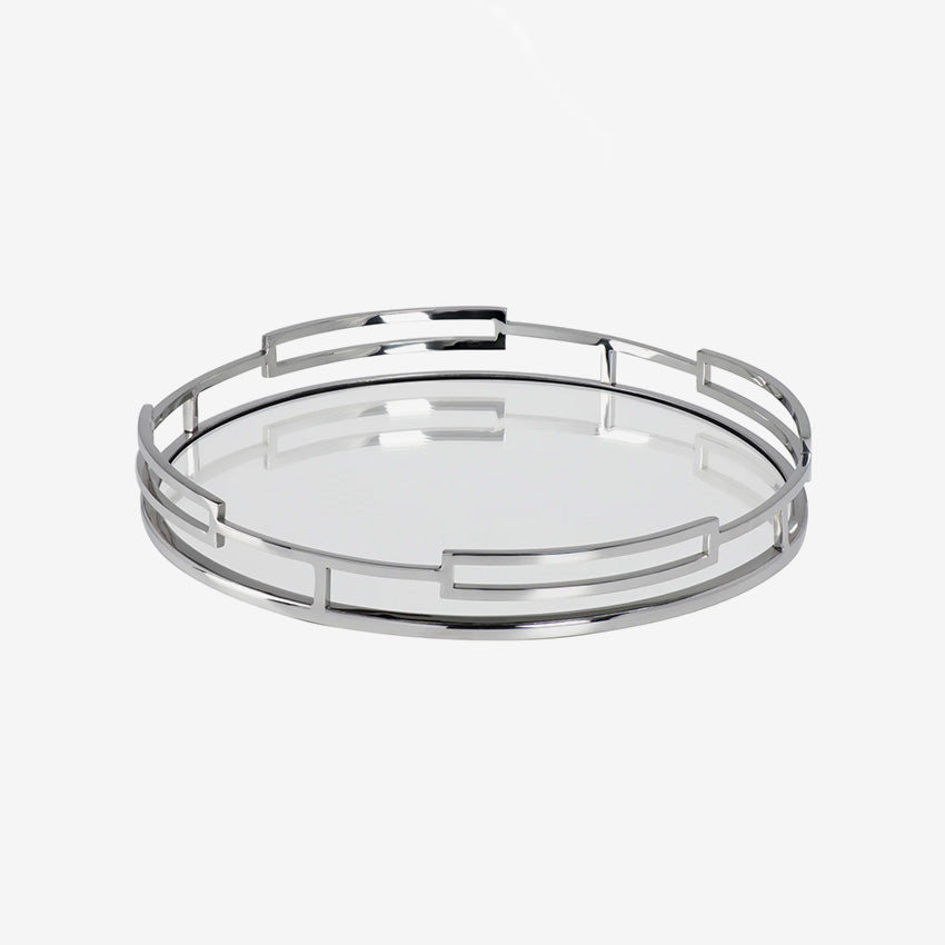 Torre & Tagus | Lux Circa Stainless Steel Round Mirror Tray