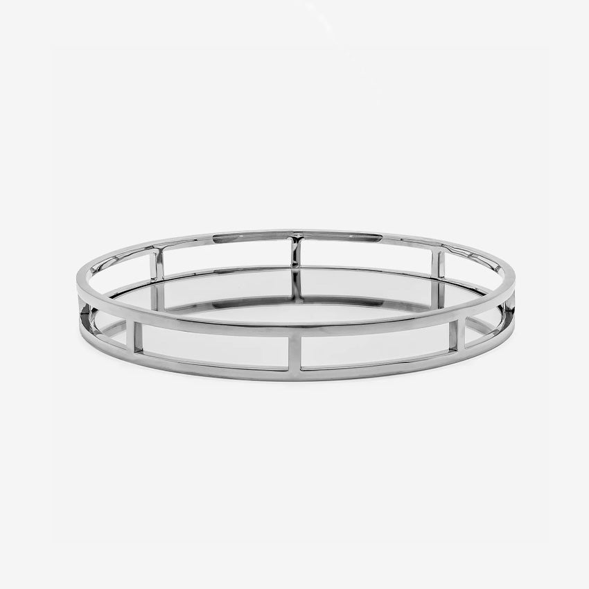 Torre & Tagus | Lux Round Stainless Steel Mirror Tray