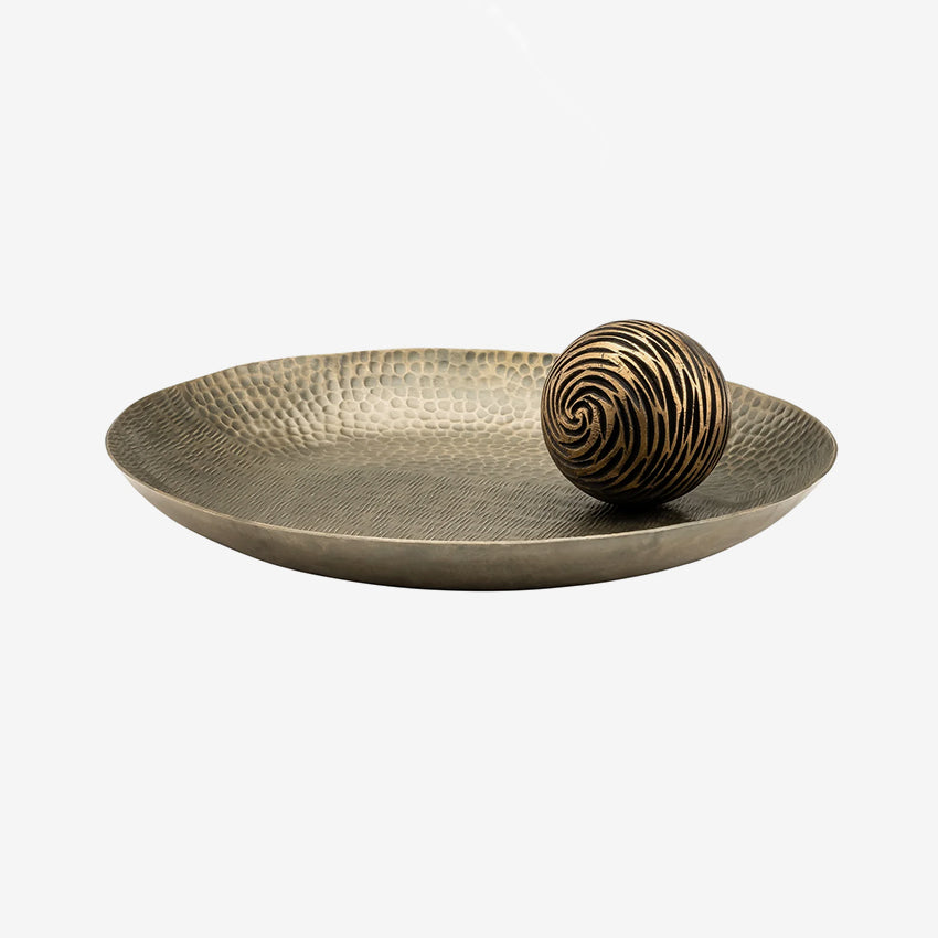 Torre & Tagus | Makira Hammered Antique Brass Aluminum Platter