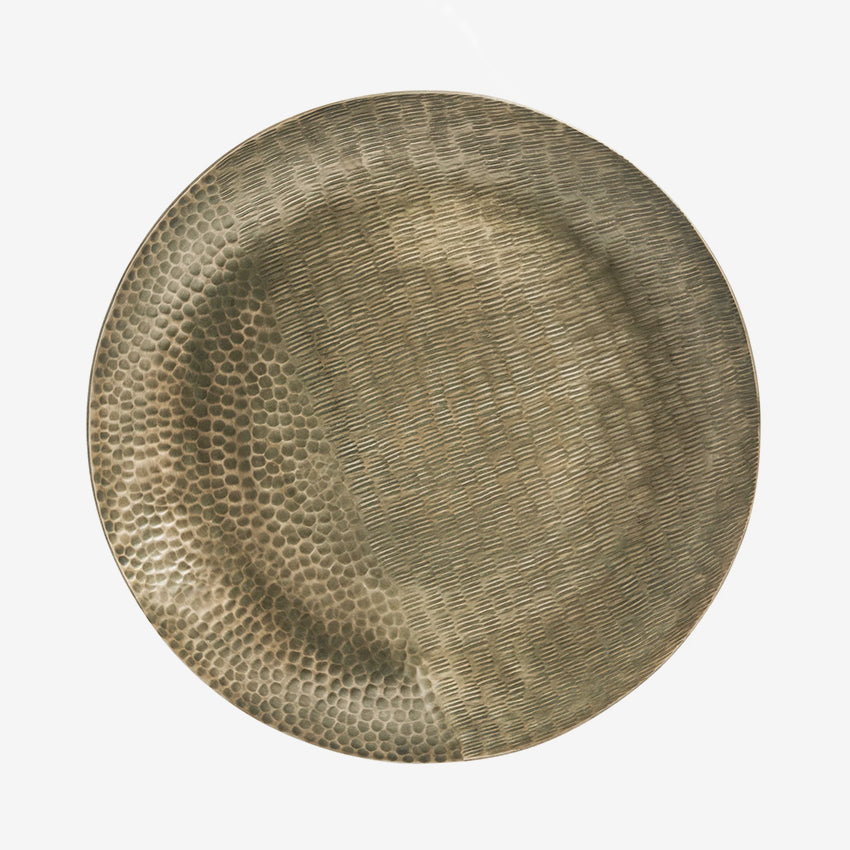 Torre & Tagus | Makira Hammered Antique Brass Aluminum Platter