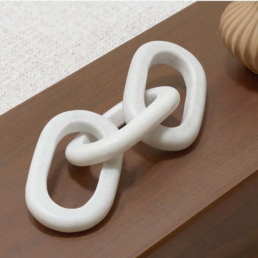 Torre & Tagus | Marble Chain 6" Oval Link 14L" Decor Sculpture