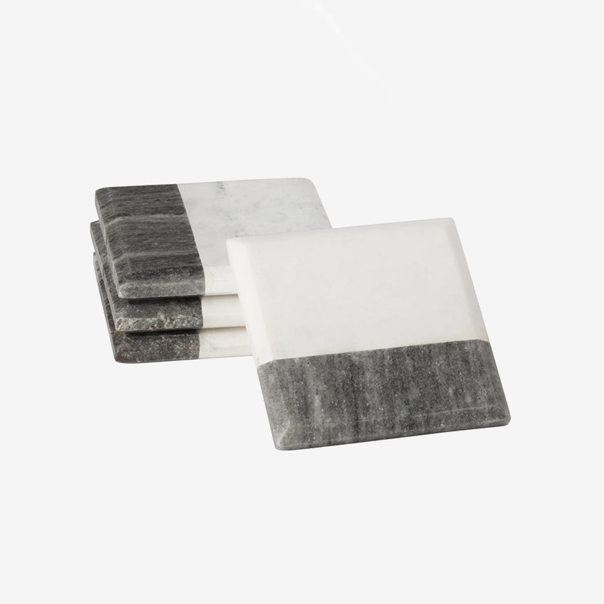 Torre & Tagus | Two Tone Marble Coasters 4 Piece Set - Square