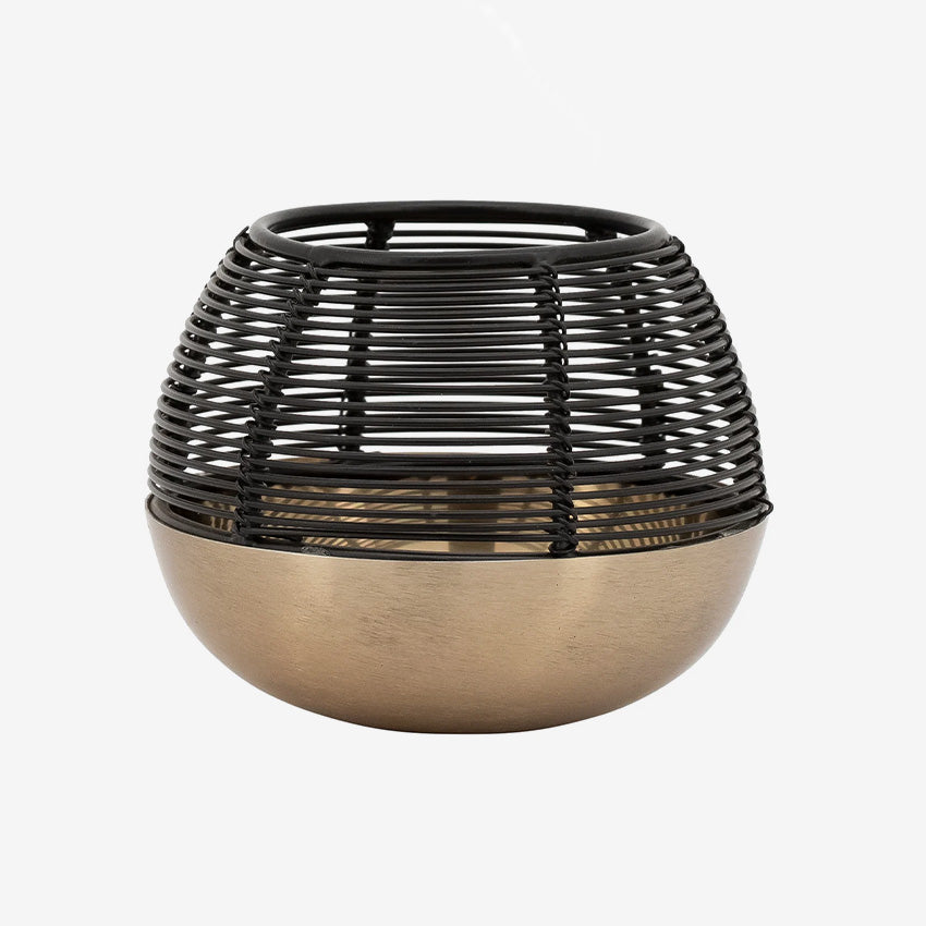 Torre & Tagus | Castello Wire Top Brushed Gold Ball Candle Holder