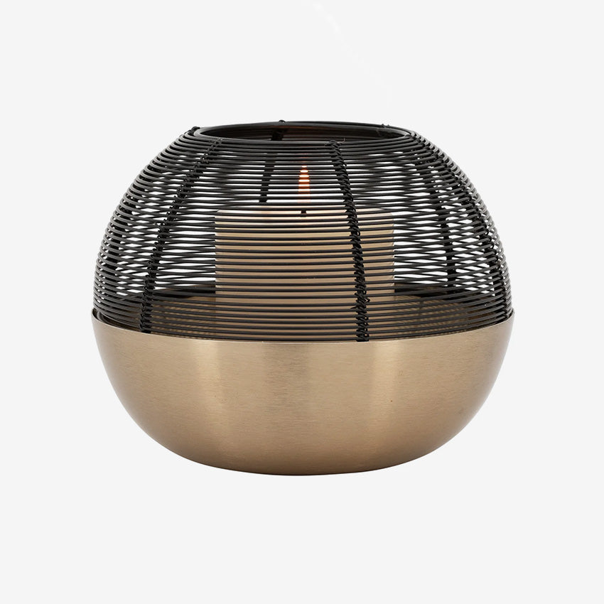 Torre & Tagus | Castello Wire Top Brushed Gold Ball Candle Holder