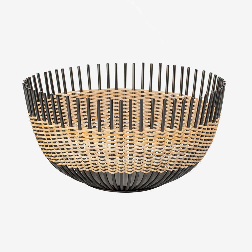 Torre & Tagus | Zuri Rattan Weave Black Metal Bowl