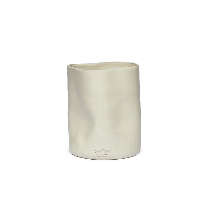 Maison Lipari Dented Crock Utensil Holder | White Ceramic D: 14.5 cm H: 19 cm  DUTCH DELUXES.